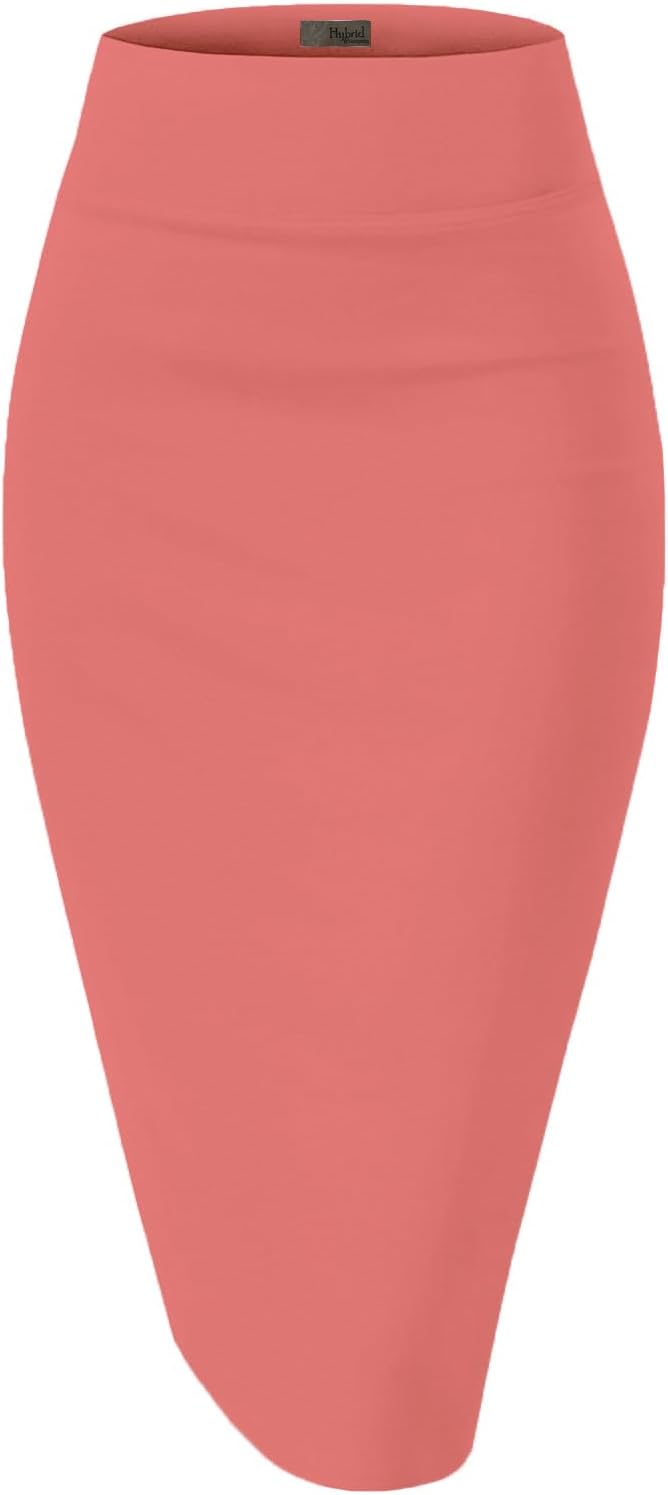 Women's High Waist Pencil Skirt - Premium Stretch Ponte Business Professional Below Knee