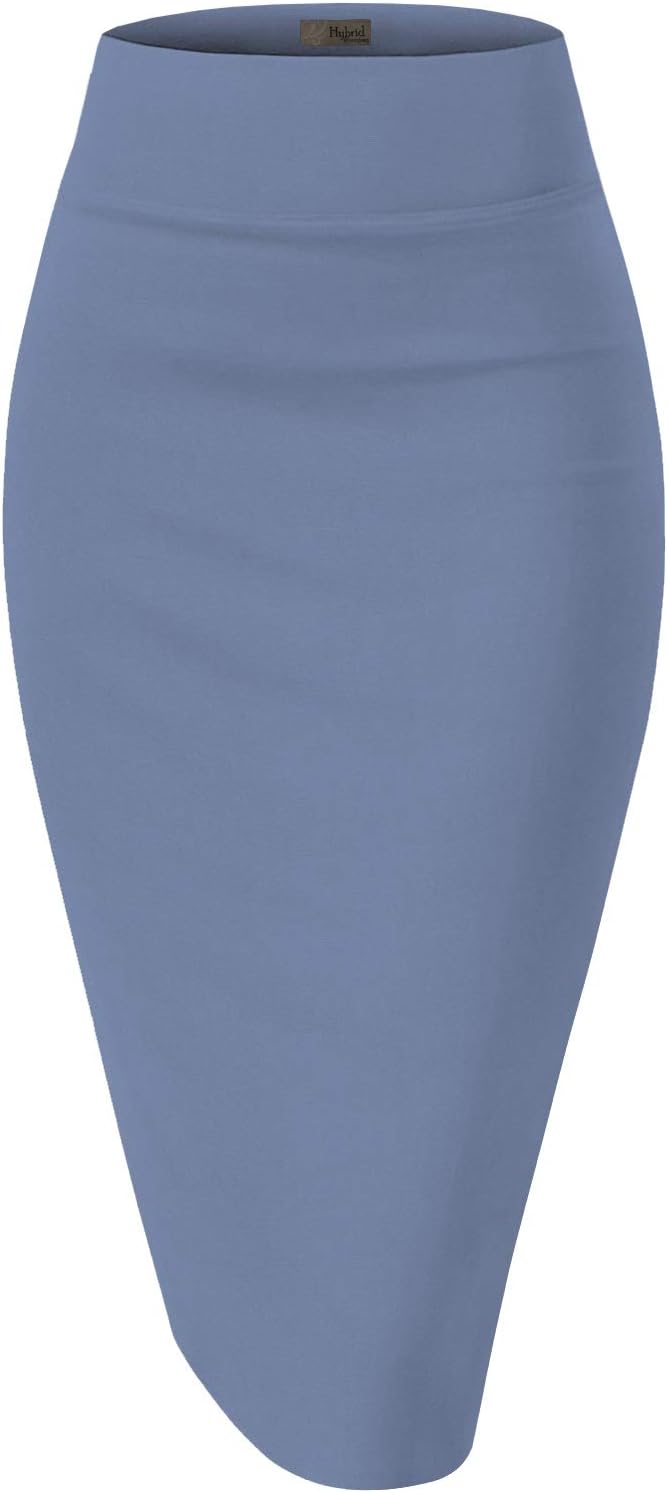 Women's High Waist Pencil Skirt - Premium Stretch Ponte Business Professional Below Knee